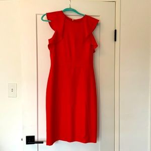 J Crew light wool dress with ruffles Red Size 6